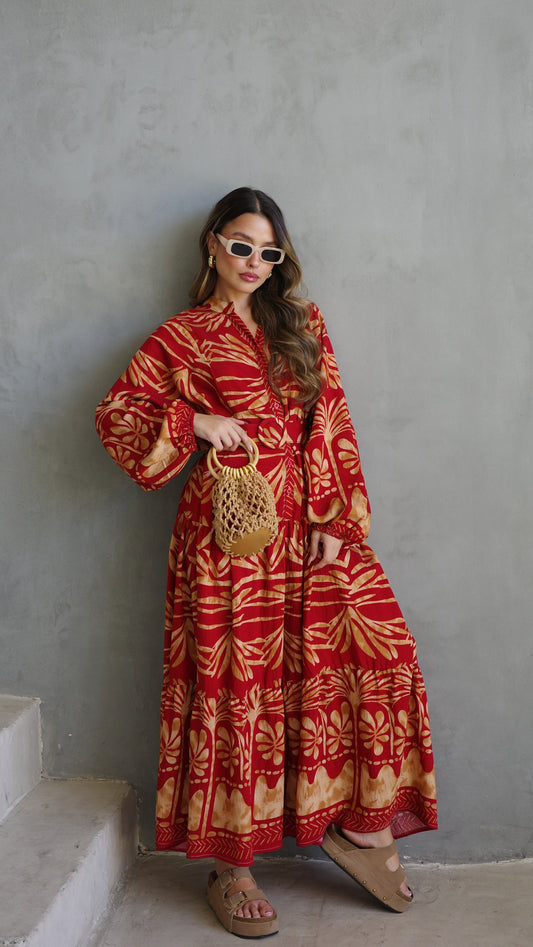 גלביה קומות כפתורים חגורה ולרי | אדום