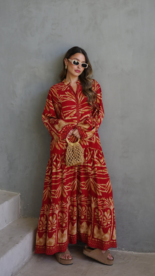 גלביה קומות כפתורים חגורה ולרי | אדום