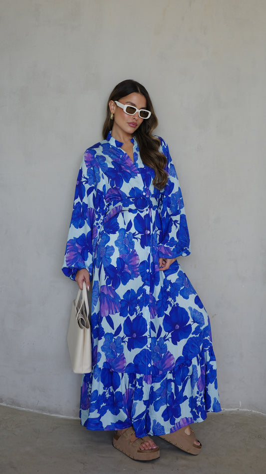 גלביה קומות כפתורים חגורה אנדריאה | תכלת/כחול