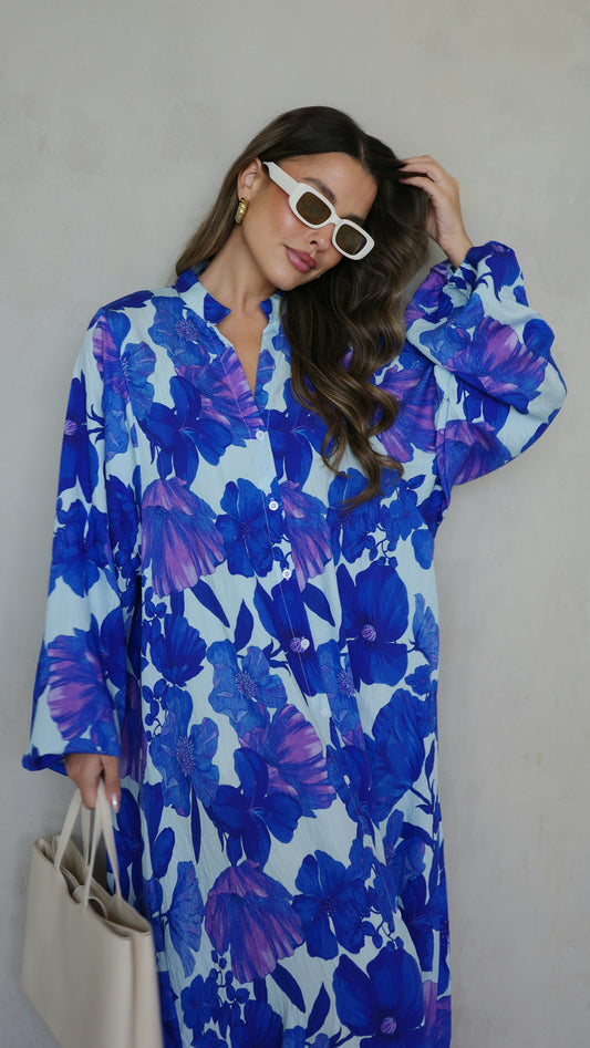 גלביה קומות כפתורים חגורה אנדריאה | תכלת/כחול