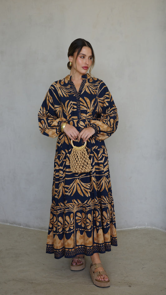 גלביה קומות כפתורים חגורה ולרי | כחול/בז