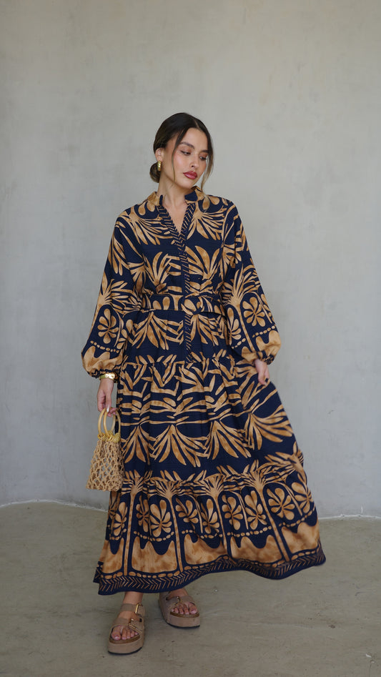 גלביה קומות כפתורים חגורה ולרי | כחול/בז