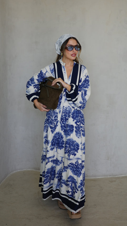 גלביה קומות כפתורים ויקטוריה | שמנת/כחול