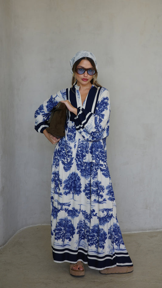 גלביה קומות כפתורים ויקטוריה | שמנת/כחול