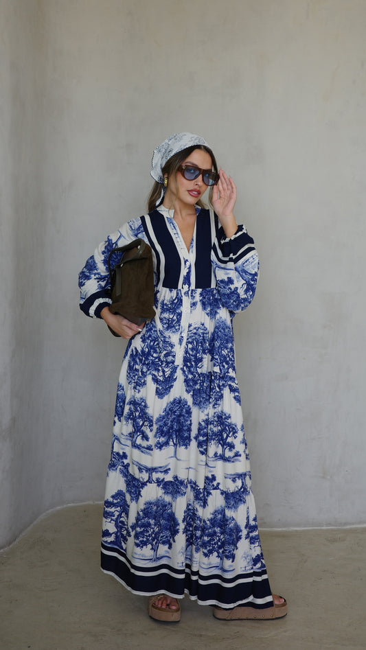 גלביה קומות כפתורים ויקטוריה | שמנת/כחול