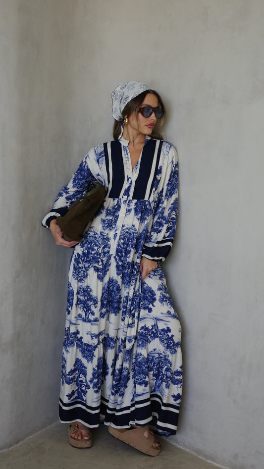 גלביה קומות כפתורים ויקטוריה | שמנת/כחול