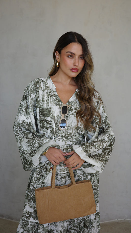 גלביה קומות פונפונים אוריה | לבן/ירוק