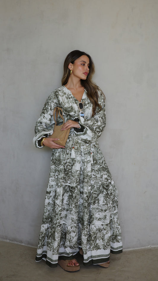 גלביה קומות פונפונים אוריה | לבן/ירוק