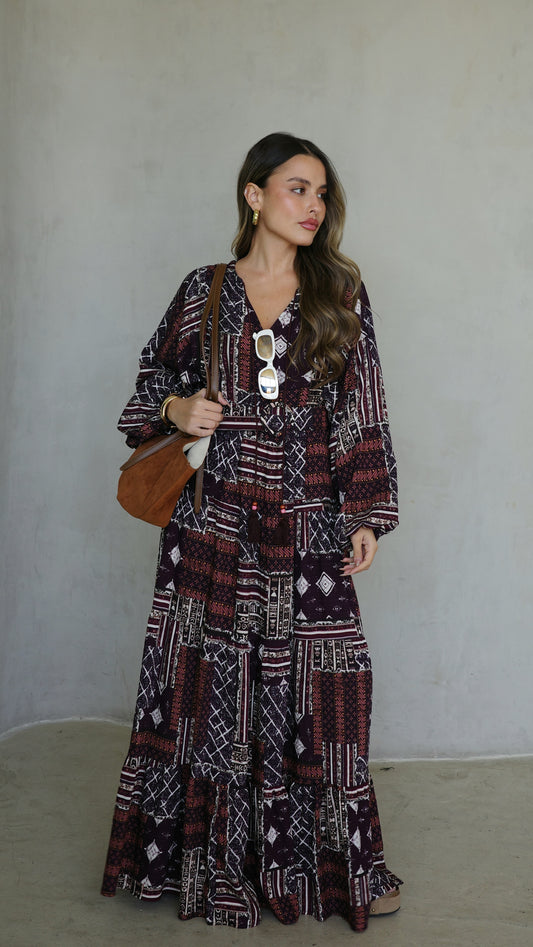 גלביה קומות פונפונים מדיסון | סגול/חום