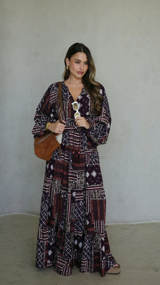 גלביה קומות פונפונים מדיסון | סגול/חום