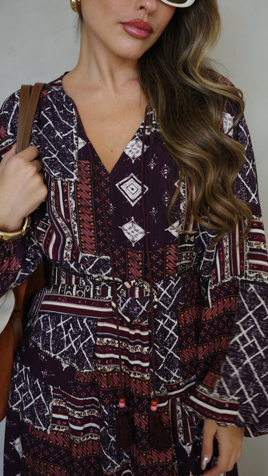 גלביה קומות פונפונים מדיסון | סגול/חום