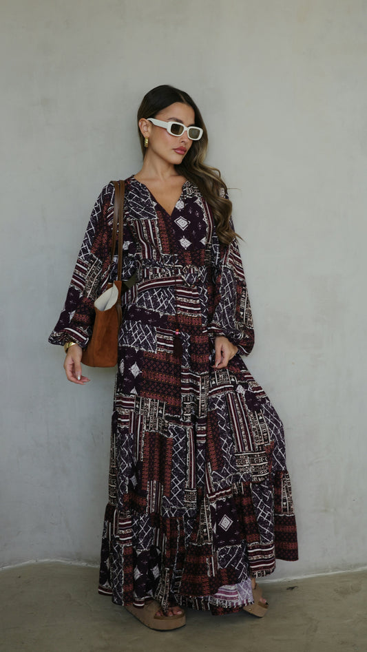 גלביה קומות פונפונים מדיסון | סגול/חום