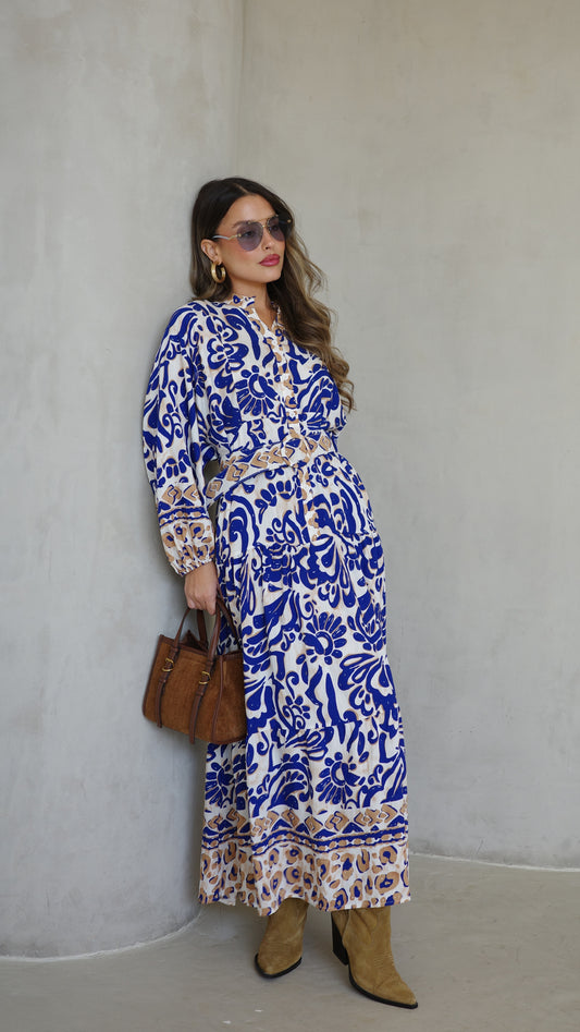 גלביה קומות כפתורים חגורה דיאנדרה | כחול