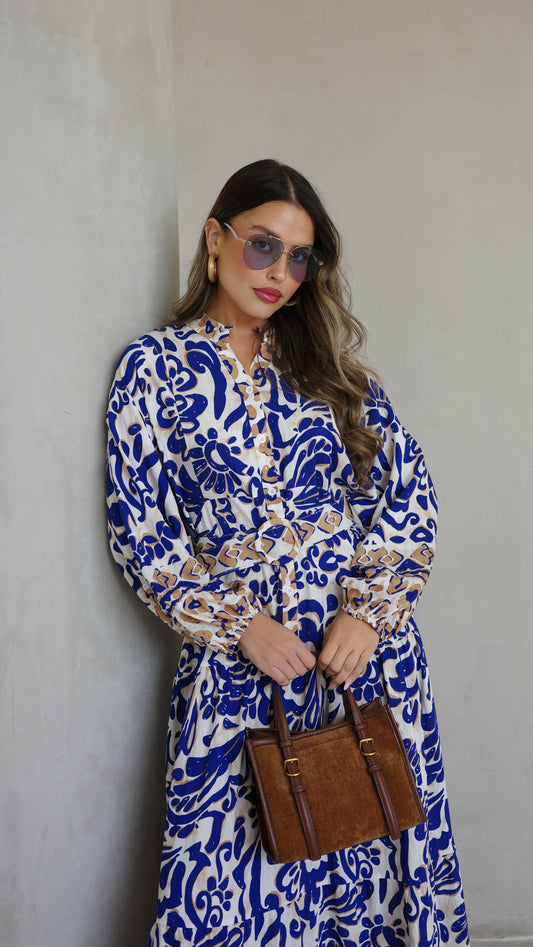 גלביה קומות כפתורים חגורה דיאנדרה | כחול