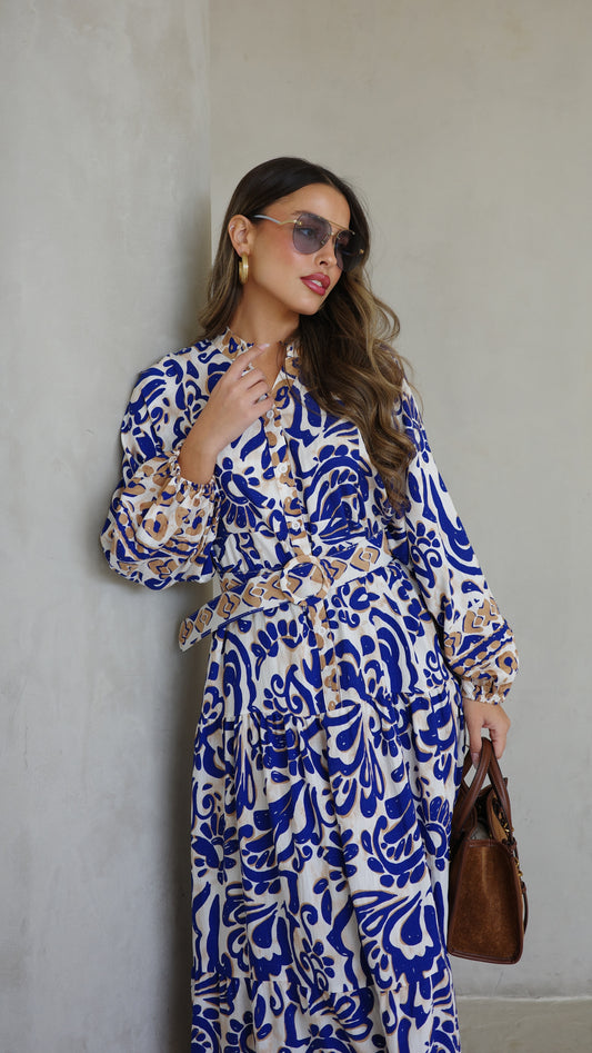 גלביה קומות כפתורים חגורה דיאנדרה | כחול