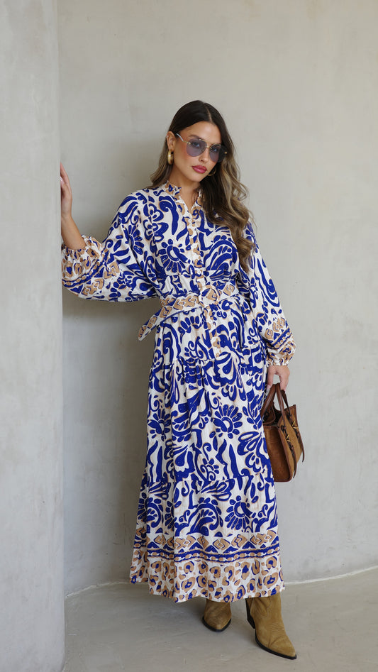 גלביה קומות כפתורים חגורה דיאנדרה | כחול