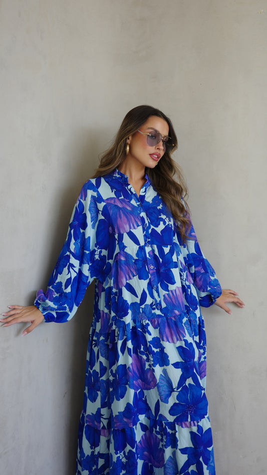 גלביה קומות כפתורים חגורה איילינד | תכלת/כחול