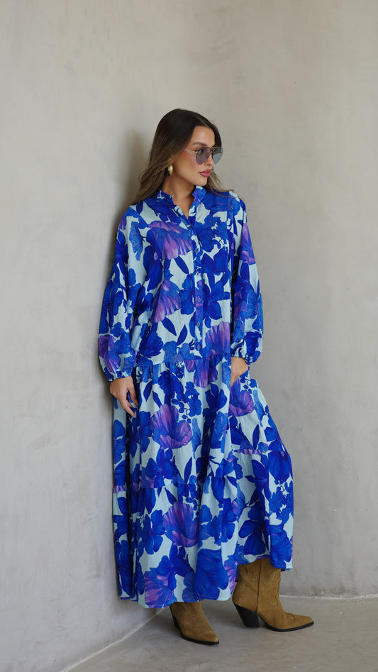 גלביה קומות כפתורים חגורה איילינד | תכלת/כחול