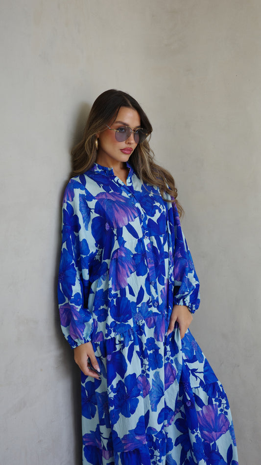 גלביה קומות כפתורים חגורה איילינד | תכלת/כחול