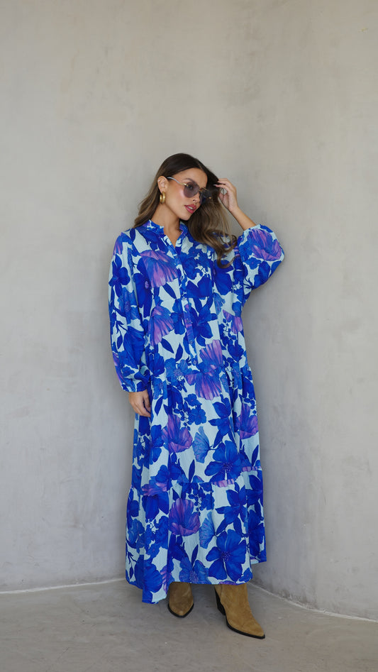 גלביה קומות כפתורים חגורה איילינד | תכלת/כחול