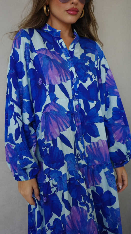 גלביה קומות כפתורים חגורה איילינד | תכלת/כחול