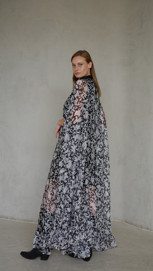 שמלת אוברסייז שיפון מעוגלת | שחור