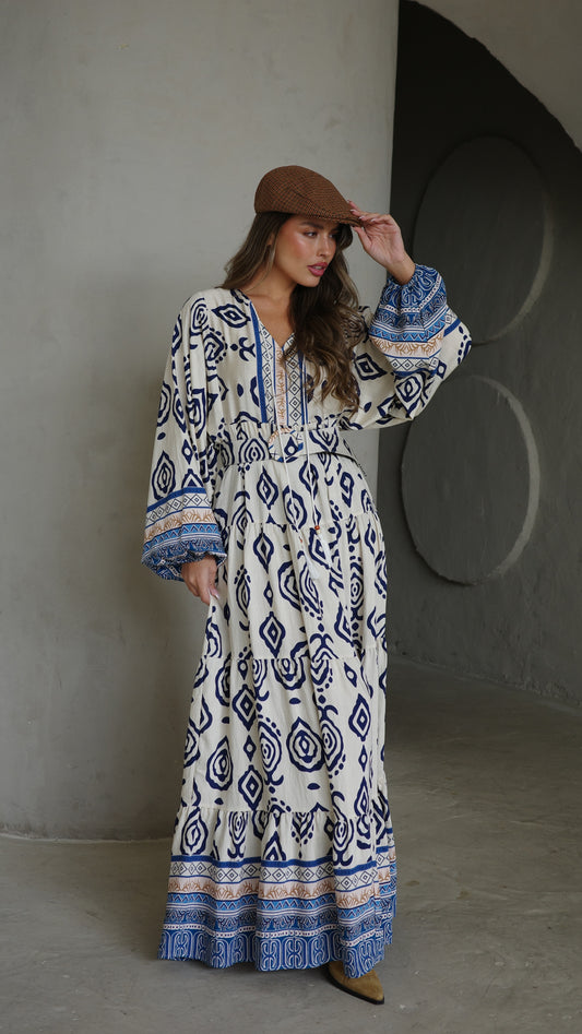 גלביה קומות פונפונים אנגליקה | שמנת/כחול