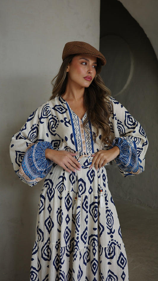 גלביה קומות פונפונים אנגליקה | שמנת/כחול