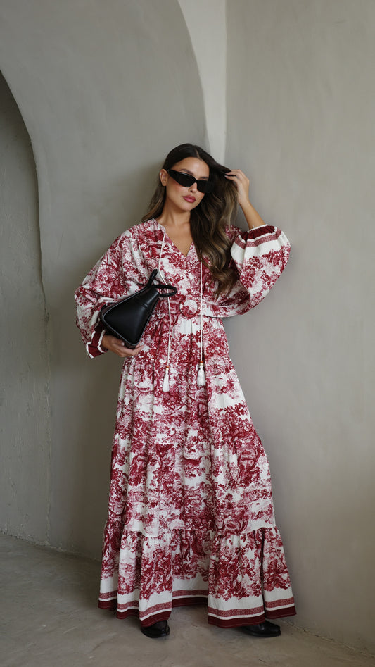 גלביה קומות פונפונים אוריה | לבן/בורדו