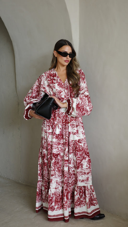 גלביה קומות פונפונים אוריה | לבן/בורדו