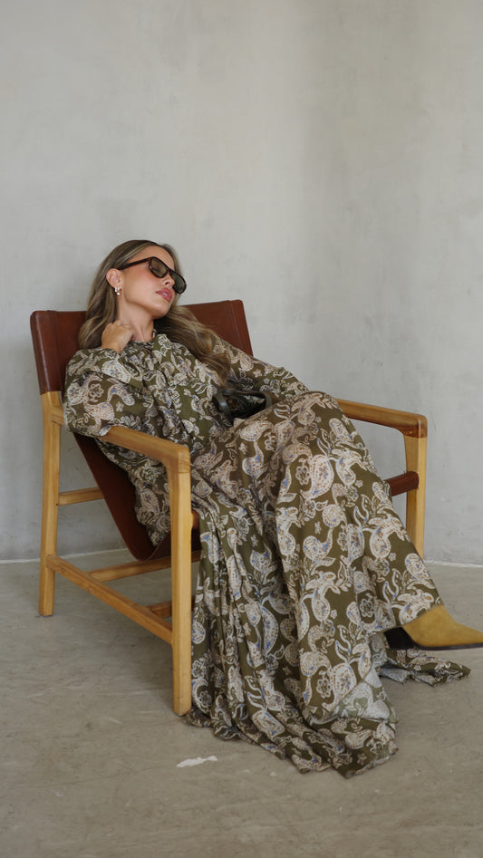 שמלת קלוש עניבה קארינה | ירוק