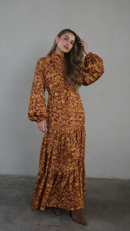 שמלת מקסי קלוש קומות איוונקה | חום