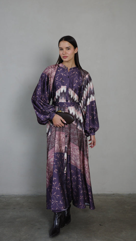 שמלת קלוש אוברסייז כפתורים איזבל | סגול