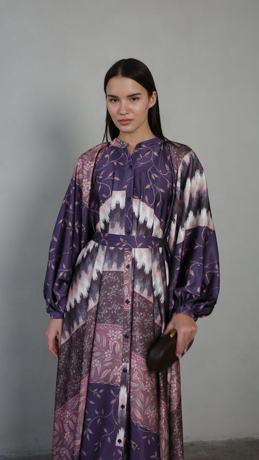 שמלת קלוש אוברסייז כפתורים איזבל | סגול