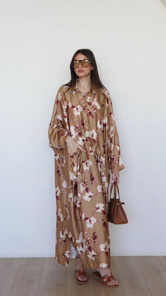 שמלת אוברסיז עטלף אמבר | קאמל