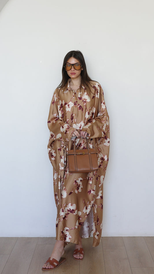 שמלת אוברסיז עטלף אמבר | קאמל