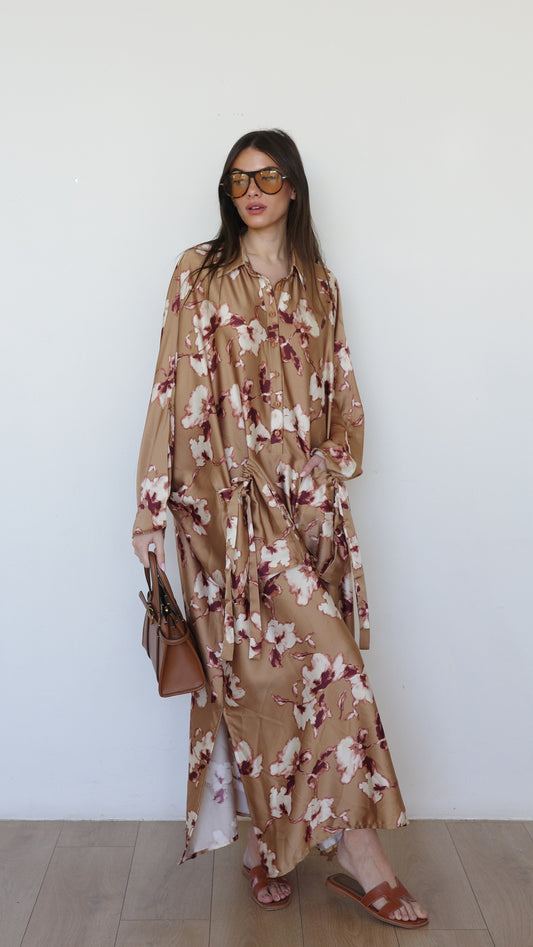 שמלת אוברסיז עטלף אמבר | קאמל