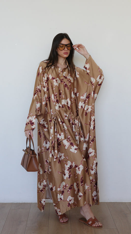 שמלת אוברסיז עטלף אמבר | קאמל