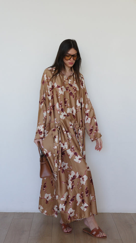 שמלת אוברסיז עטלף אמבר | קאמל