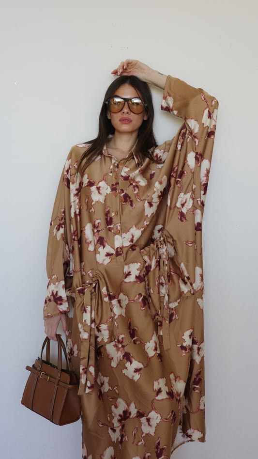 שמלת אוברסיז עטלף אמבר | קאמל