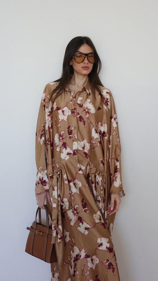 שמלת אוברסיז עטלף אמבר | קאמל