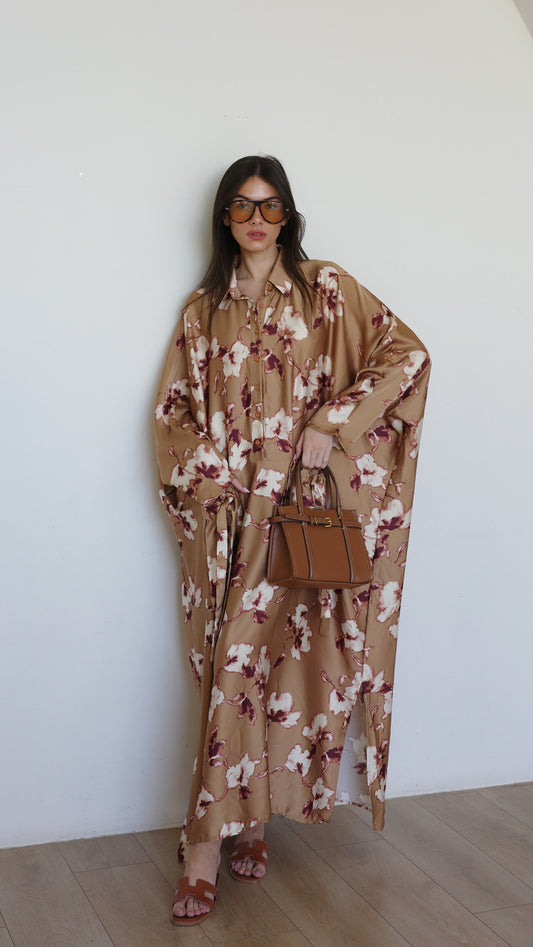 שמלת אוברסיז עטלף אמבר | קאמל