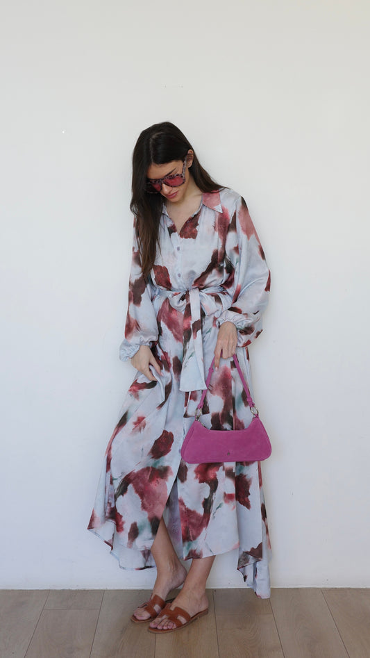 שמלת מקסי אוברסייז כפתורים ניקולה | תכלת