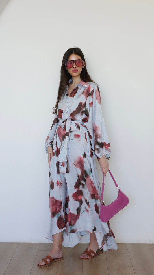 שמלת מקסי אוברסייז כפתורים ניקולה | תכלת