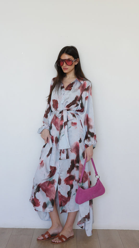 שמלת מקסי אוברסייז כפתורים ניקולה | תכלת