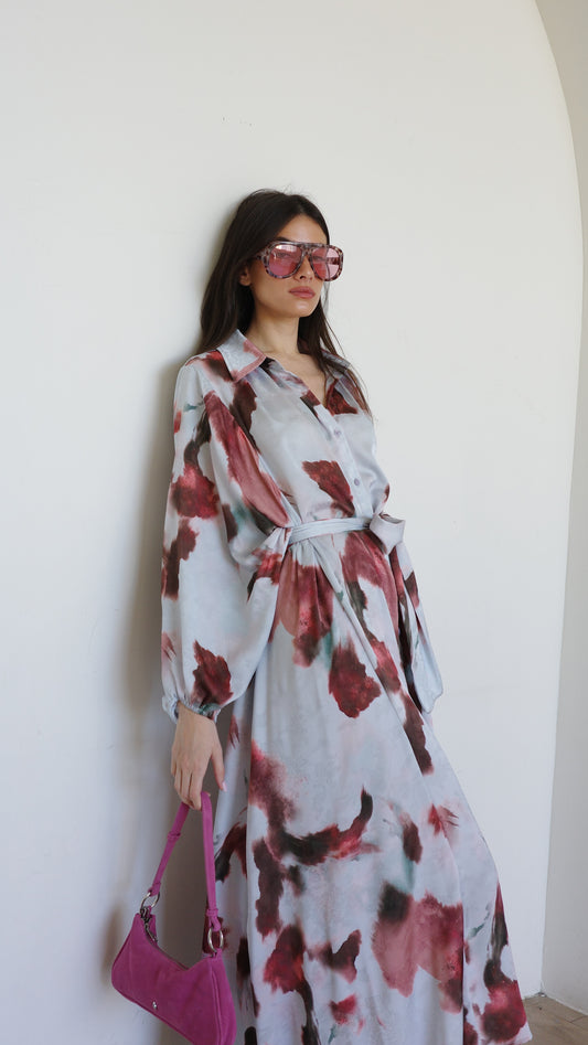 שמלת מקסי אוברסייז כפתורים ניקולה | תכלת