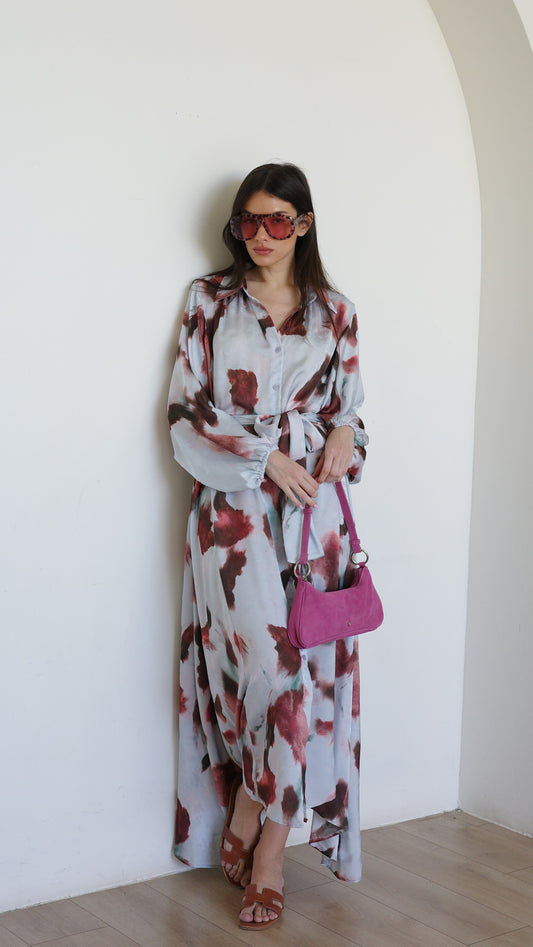 שמלת מקסי אוברסייז כפתורים ניקולה | תכלת