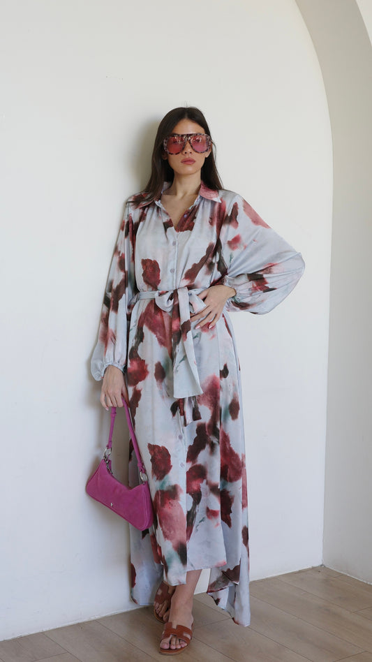 שמלת מקסי אוברסייז כפתורים ניקולה | תכלת