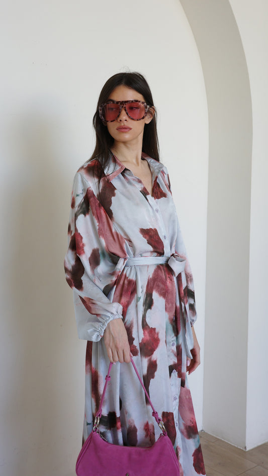 שמלת מקסי אוברסייז כפתורים ניקולה | תכלת