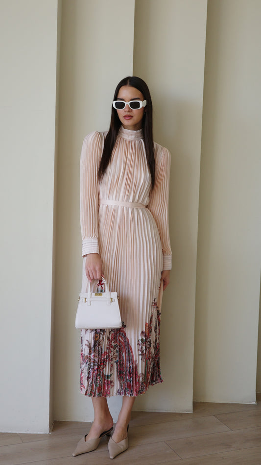 שמלת מידי פליסה קנדרה | ורוד